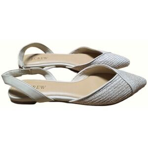 J. Crew Woven Slingback Pointed Toe Flats‎ Women's Size 8 Natural Beige